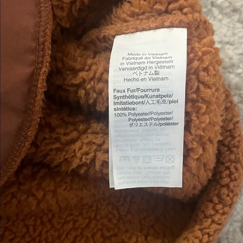 J. Crew Orange Pink Sherpa Pullover Oversized Fleece Sweatshirt Jacket Large - Picture 5 of 7